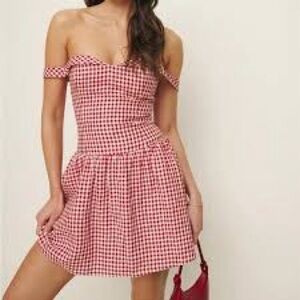 Reformation Red Gingham Mini Dress